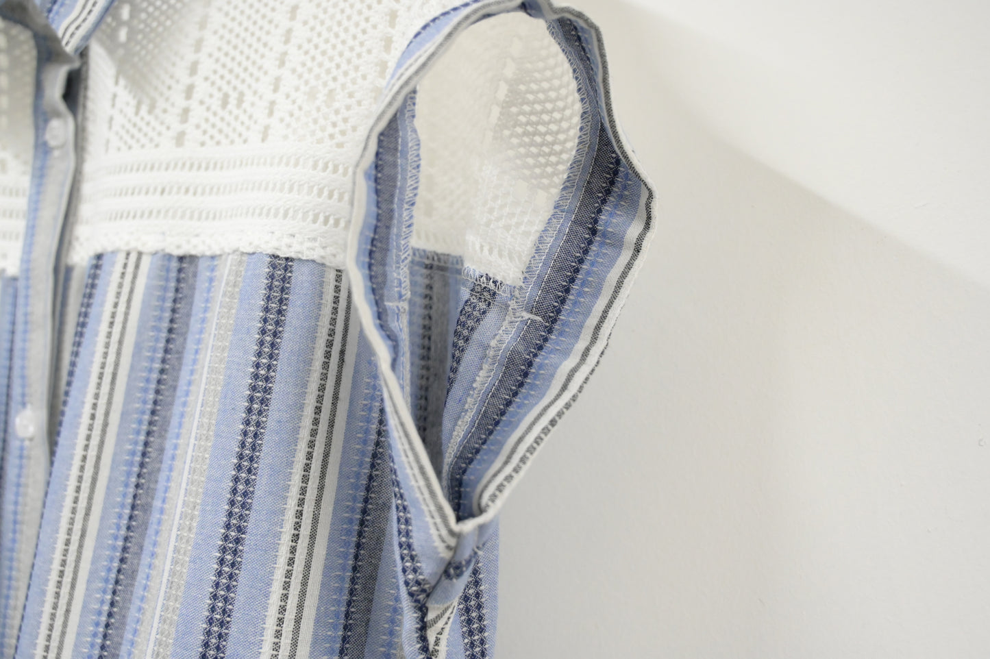 夏季・通花拼免熨棉麻料連身裙 2色入 1S20322