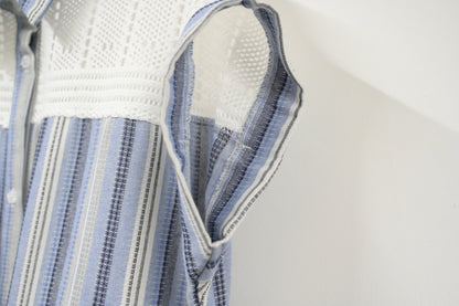 夏季・通花拼免熨棉麻料連身裙 2色入 1S20322