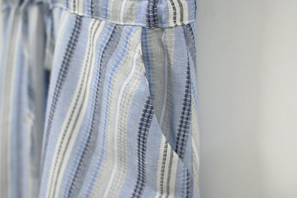 夏季・通花拼免熨棉麻料連身裙 2色入 1S20322