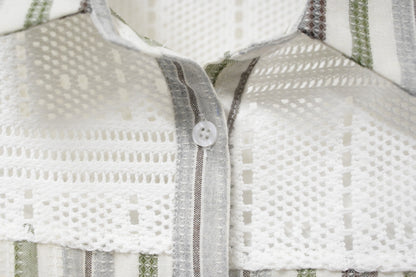 夏季・通花拼免熨棉麻料連身裙 2色入 1S20322