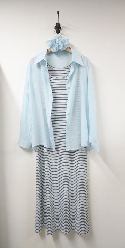 夏季・超彈背心長裙配防曬恤衫SET 2色入 1S60323