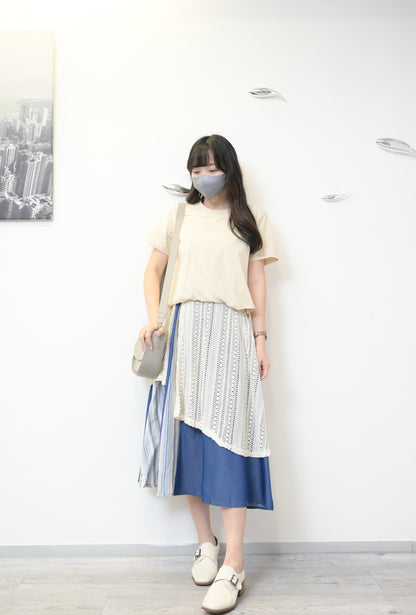 夏季・假兩件網面層次連身裙 2色入 1S60336