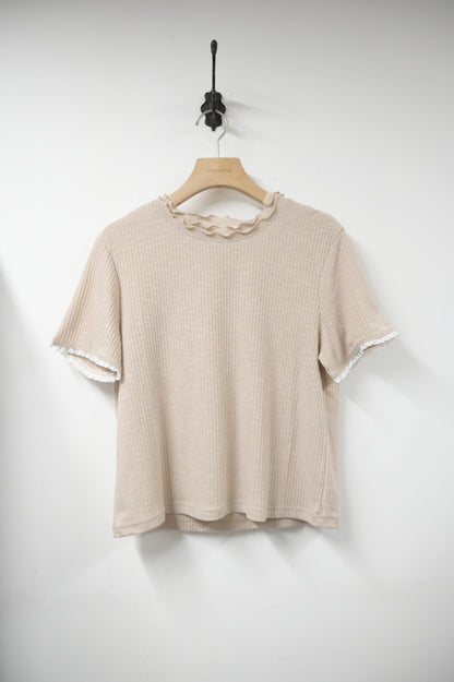 夏季・綑邊木耳領Tee 4色入 1S50333