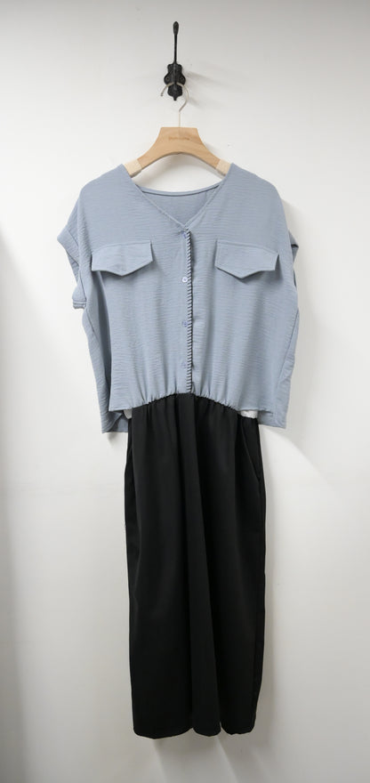 夏季・明線假兩件連身裙 2色入 1S60331