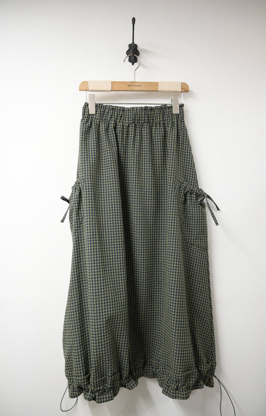 日系格仔泡泡裙 3色入 S10219