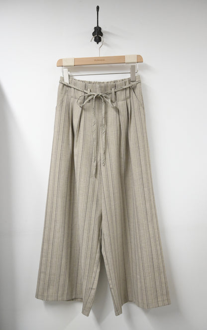 夏季・暗條紋褶邊九分褲 2色入 1S20338