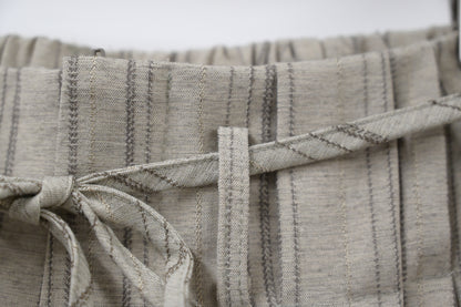 夏季・暗條紋褶邊九分褲 2色入 1S20338