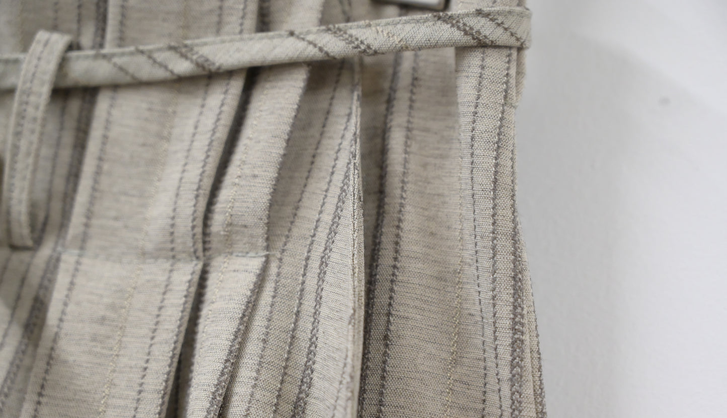 夏季・暗條紋褶邊九分褲 2色入 1S20338