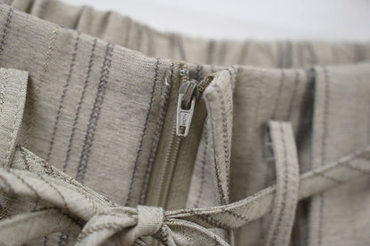 夏季・暗條紋褶邊九分褲 2色入 1S20338