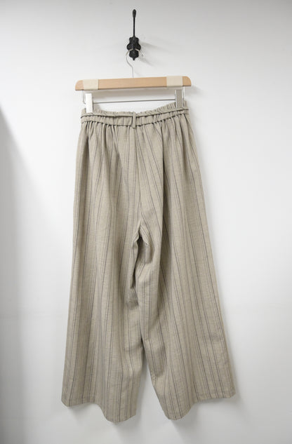 夏季・暗條紋褶邊九分褲 2色入 1S20338