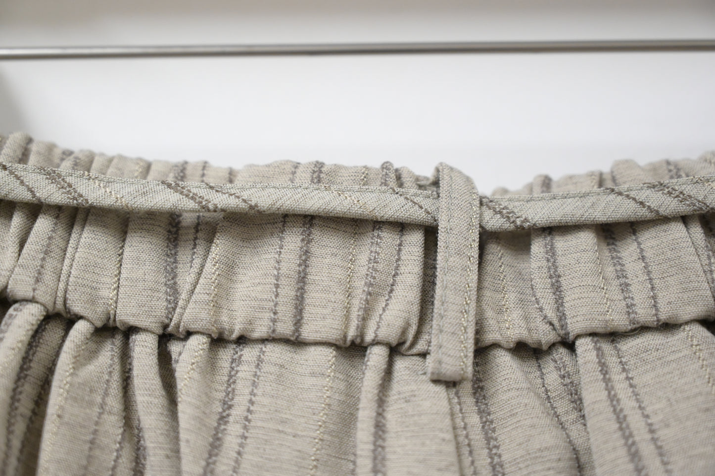 夏季・暗條紋褶邊九分褲 2色入 1S20338