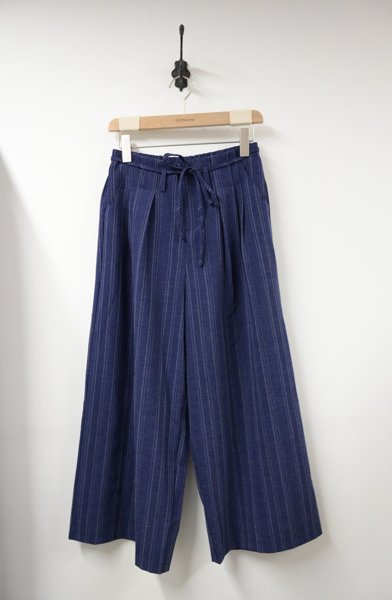 夏季・暗條紋褶邊九分褲 2色入 1S20338