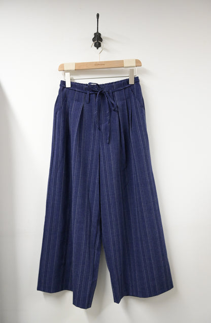 夏季・暗條紋褶邊九分褲 2色入 1S20338