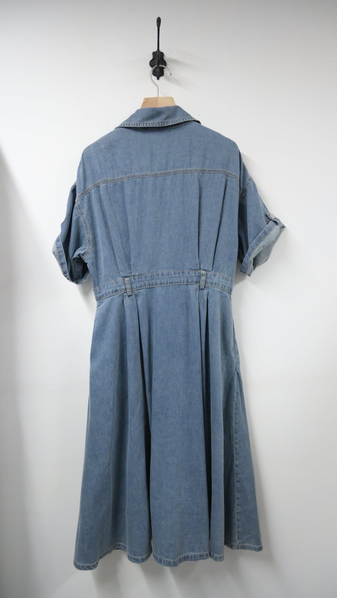 夏季・修腰反袖薄牛仔連身裙 2色入 1S60414
