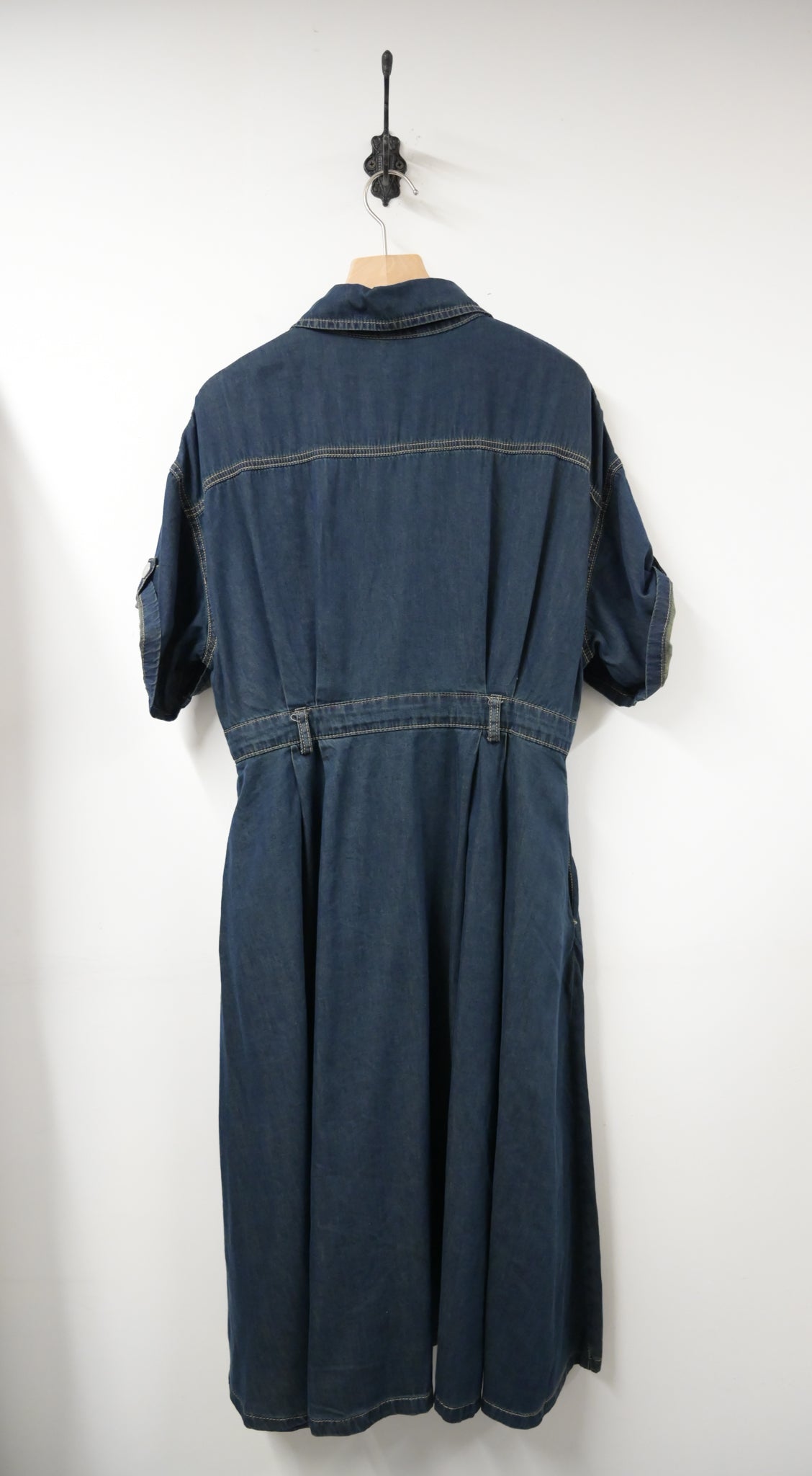 夏季・修腰反袖薄牛仔連身裙 2色入 1S60414