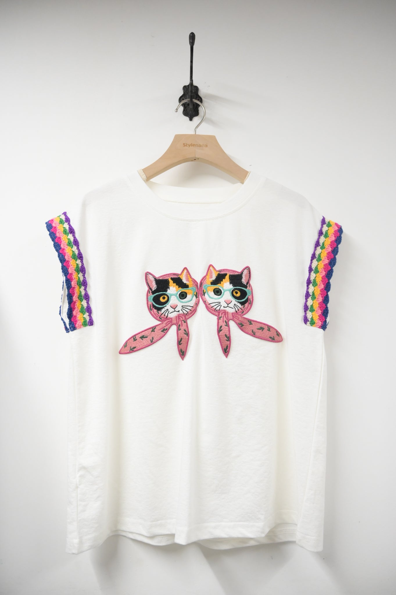 夏季・刺繡立體貓貓上衣 2色入 1S20441