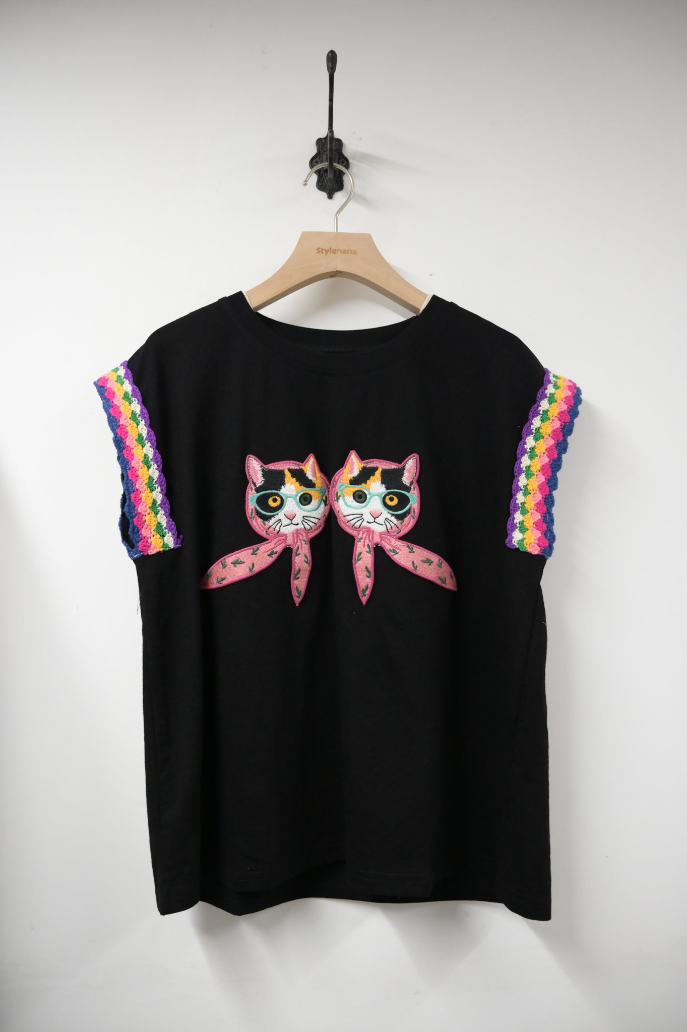 夏季・刺繡立體貓貓上衣 2色入 1S20441