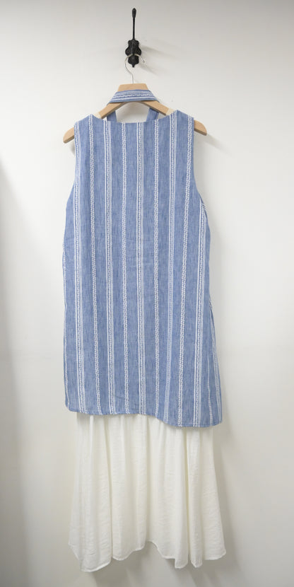 夏季・刺繡棉麻層次感連身裙 3色入 1S60444