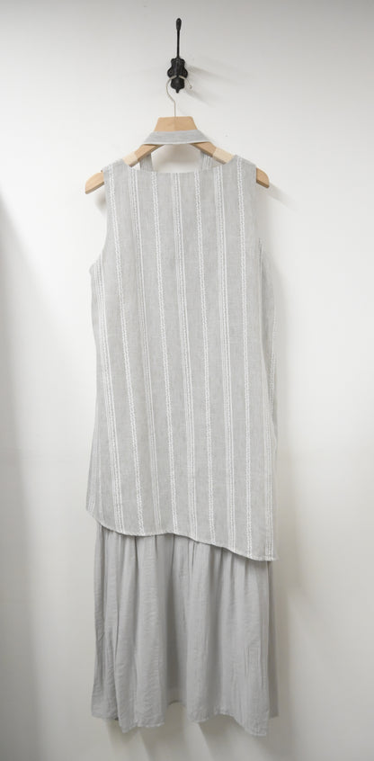夏季・刺繡棉麻層次感連身裙 3色入 1S60444