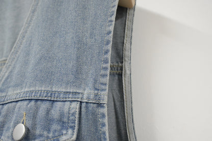 夏季・無袖明線牛仔跟Belt連身裙 2色入 1S60513