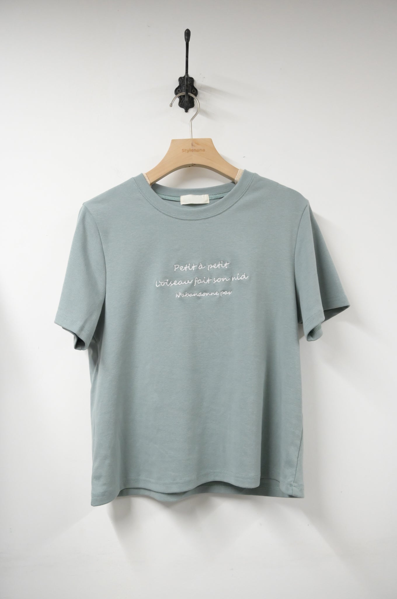 夏季・刺繡字純棉tee 2色入 1S50536