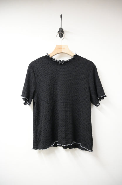 撞色邊爽滑ruffle領上衣 3色入 S10408