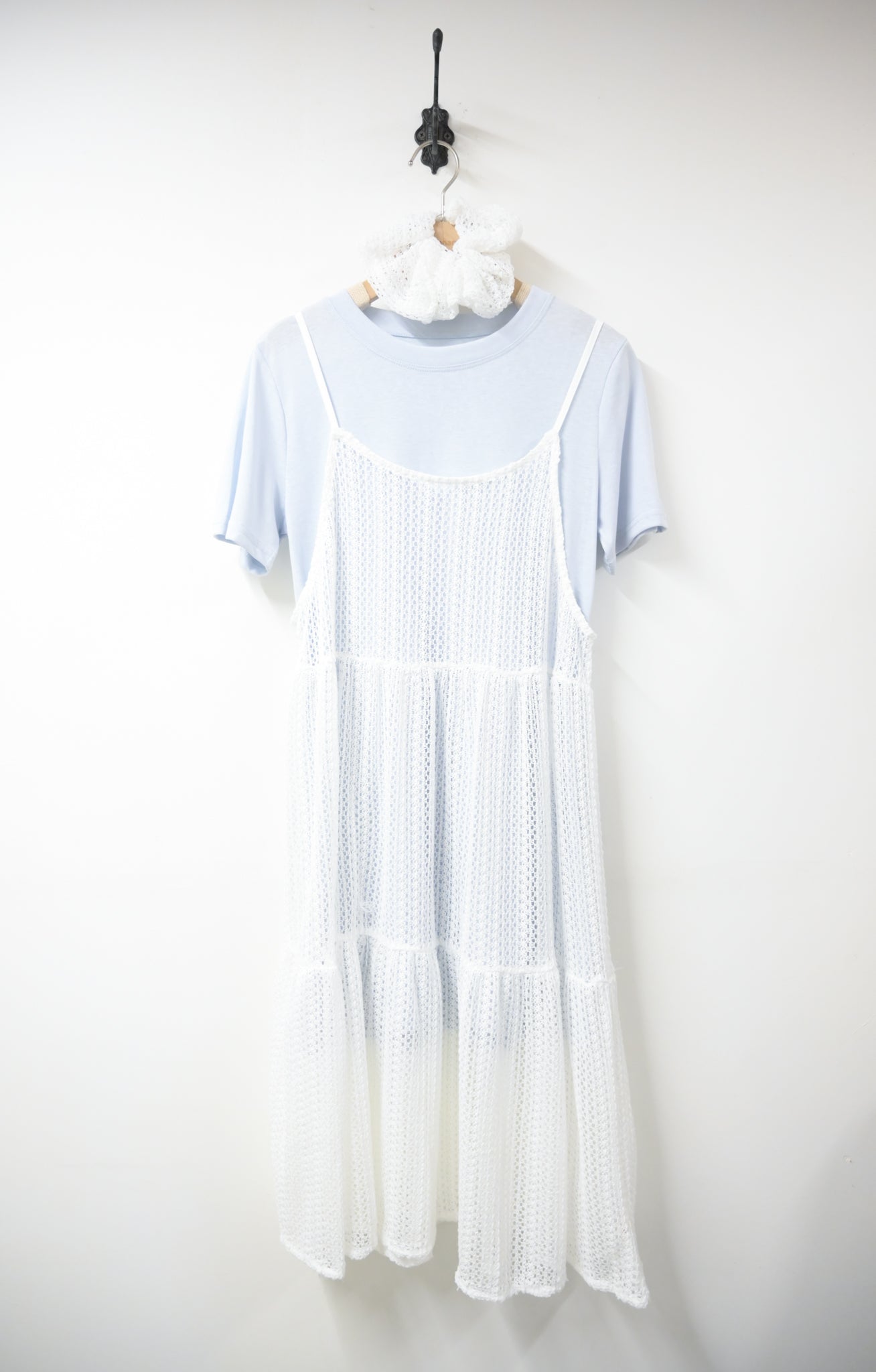 夏日清新兩件通花套裝裙 2色入 S60412