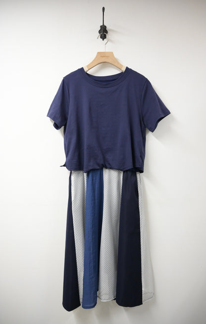 通花拼布假兩件連身裙 2色入 S60413
