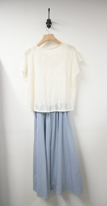 夏季・暗紋通花假兩件連身裙 1色入 1S20552
