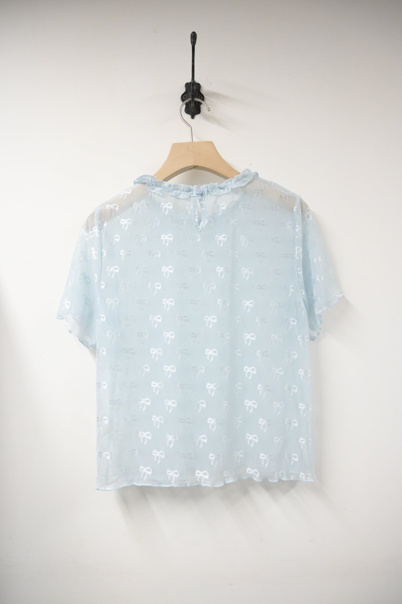 夏季・Ruffles領透視蝴蝶結上衣 2色入 1S10601