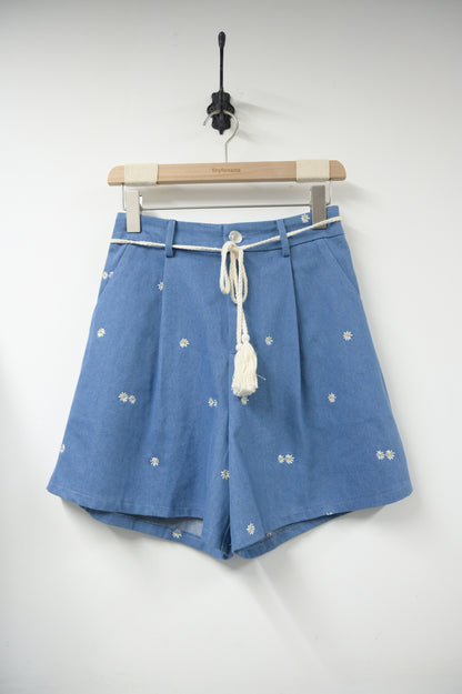 夏季・刺繡小雛菊牛仔短褲 1色入 1S20606