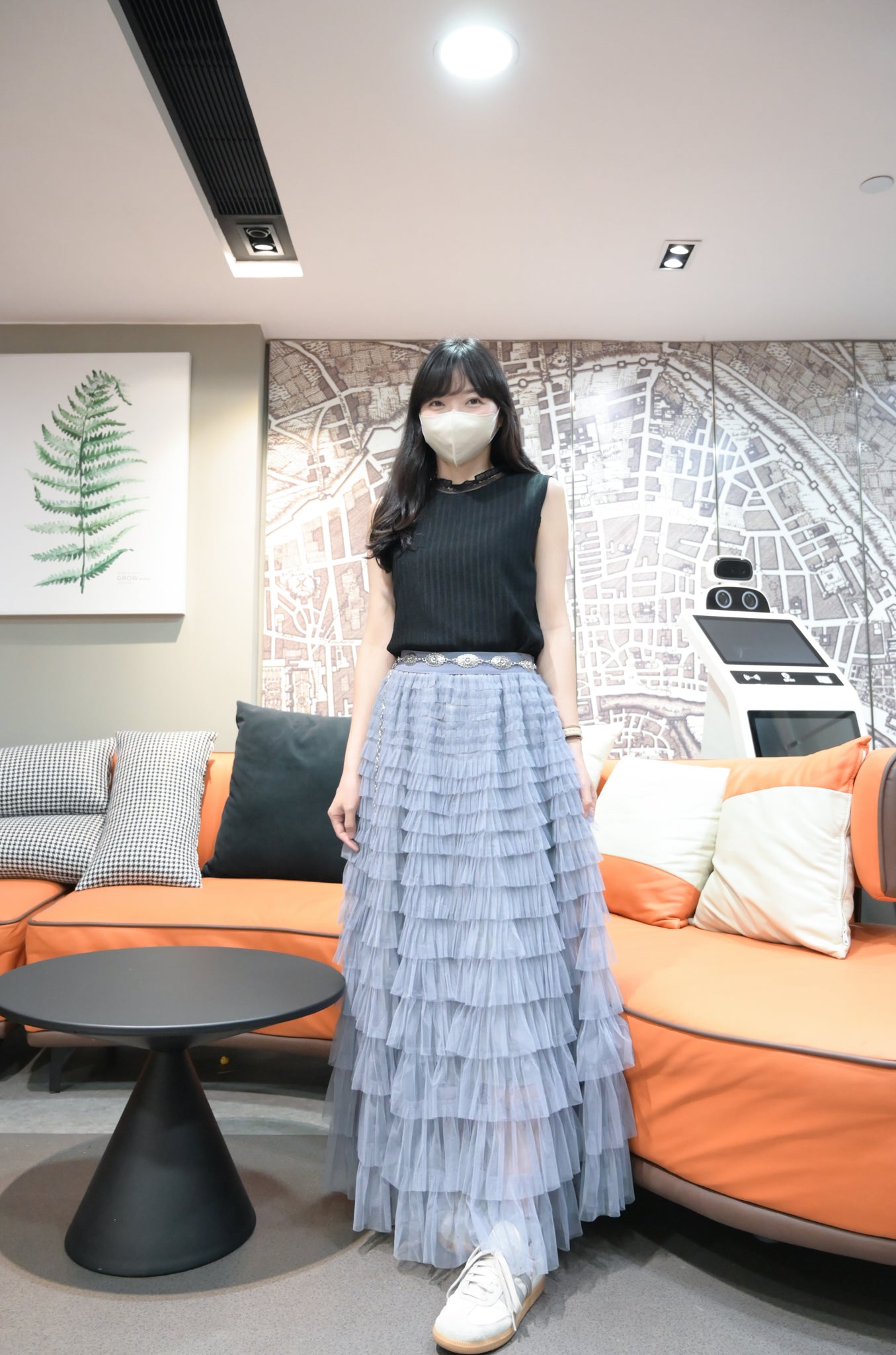精緻Ruffle領暗條紋彈性背心 2色入 S10501