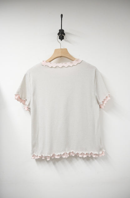 夏季・Ruffle邊撞色親膚上衣 2色入 1S10612
