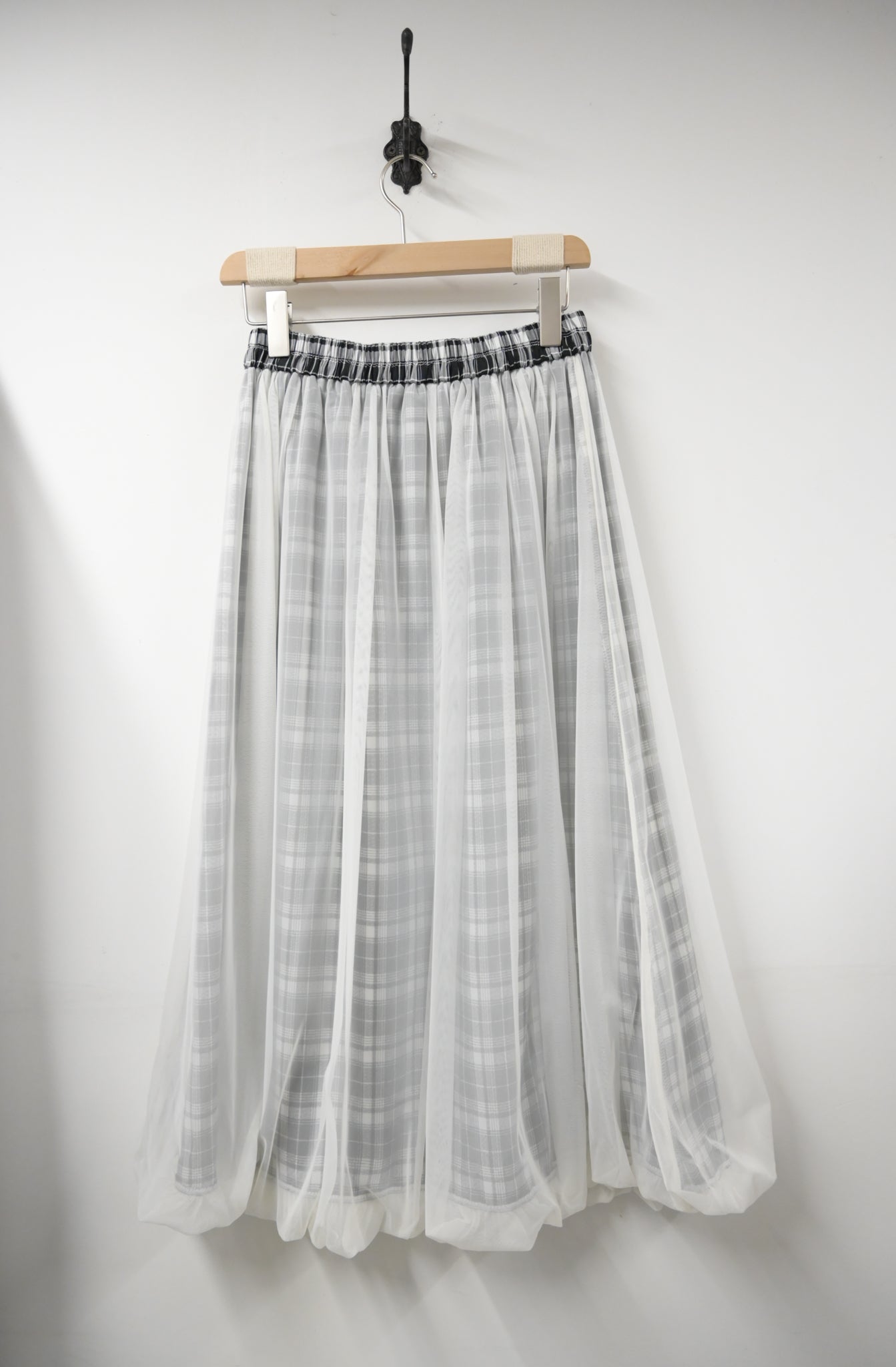 夏季・紗紗面雙面著格仔半身裙 2色入 1S60636