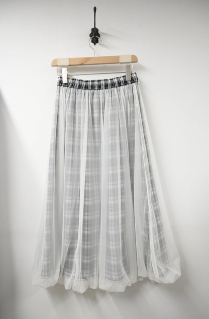 夏季・紗紗面雙面著格仔半身裙 2色入 1S60636