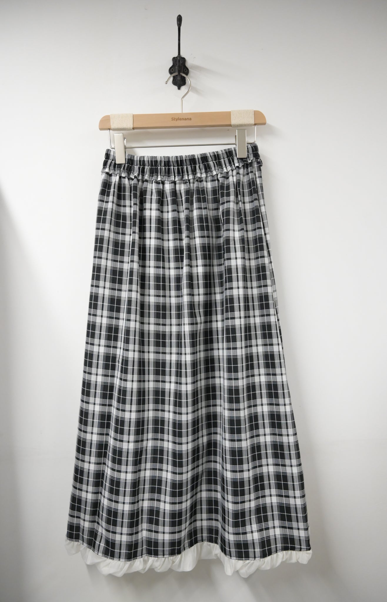 夏季・紗紗面雙面著格仔半身裙 2色入 1S60636