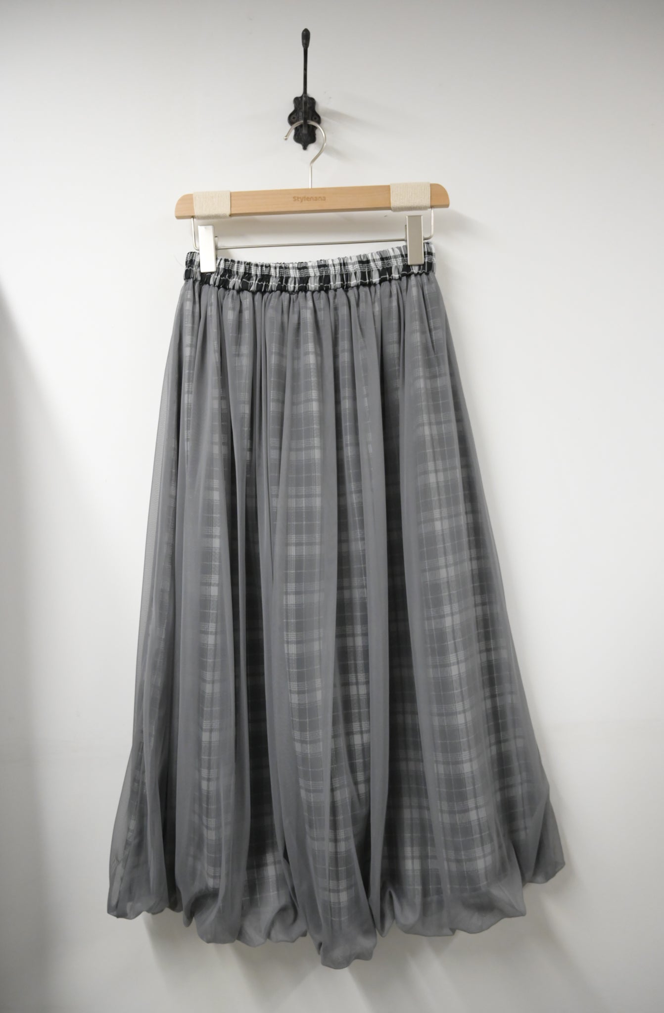 夏季・紗紗面雙面著格仔半身裙 2色入 1S60636