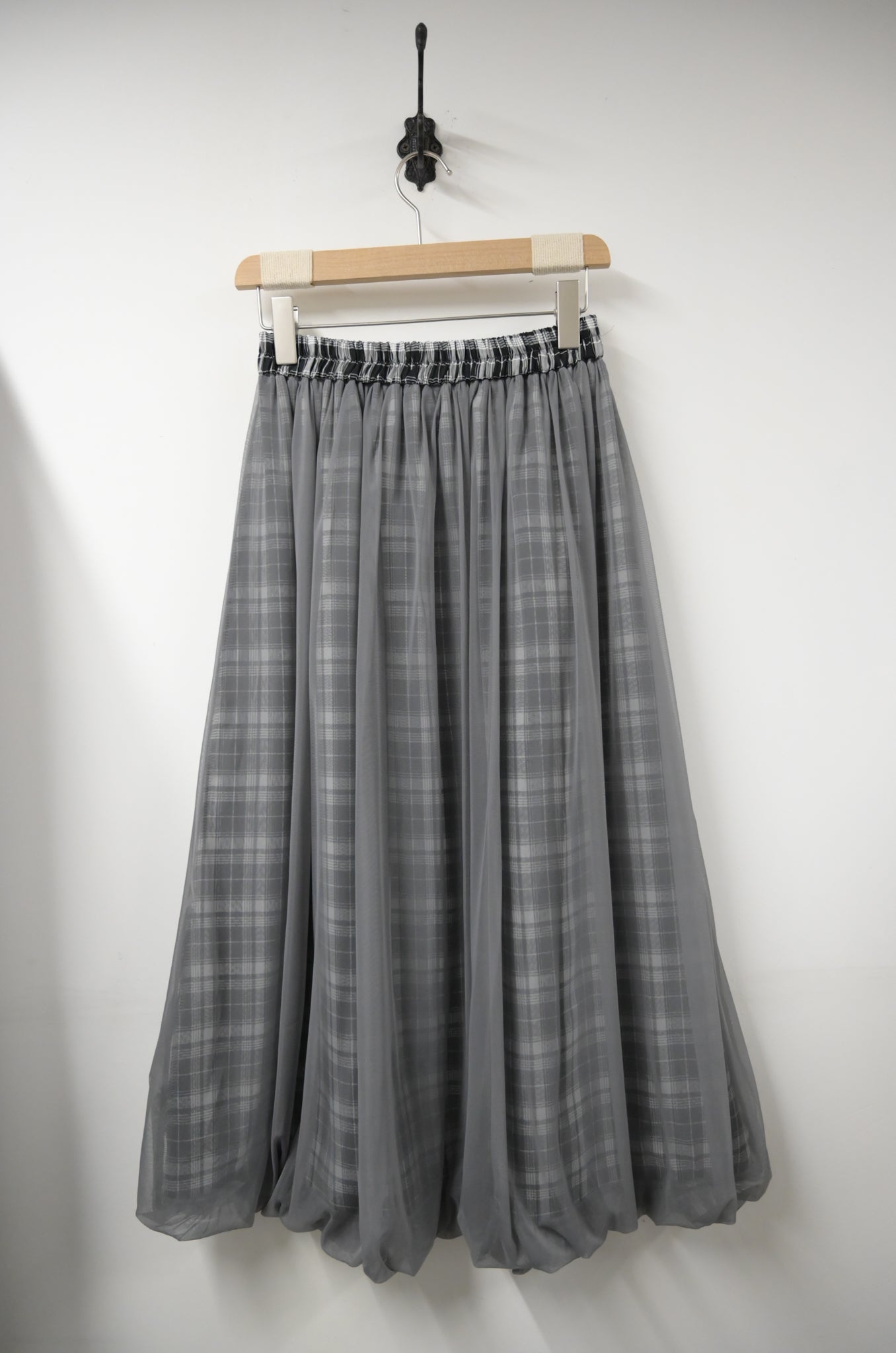 夏季・紗紗面雙面著格仔半身裙 2色入 1S60636