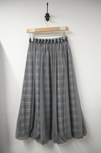 夏季・紗紗面雙面著格仔半身裙 2色入 1S60636