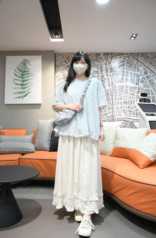 質感波浪紋輕盈透氣紗料上衣 2色入 S70523