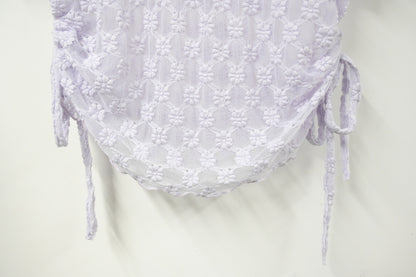 夏季・暗紋花花透視束邊上衣 2色入 1S10704