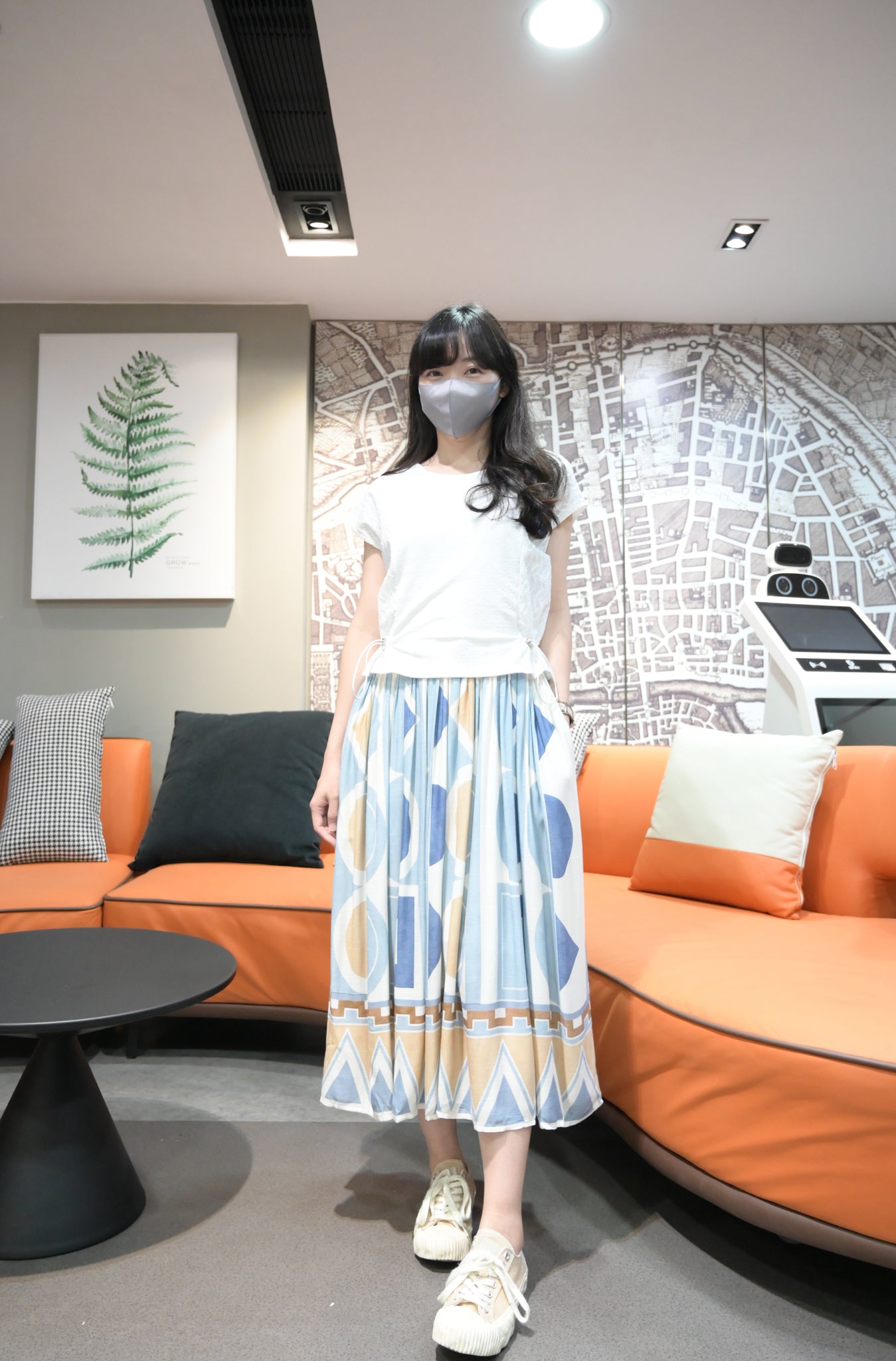 清新拼圖假兩件棉質連身裙 S20533
