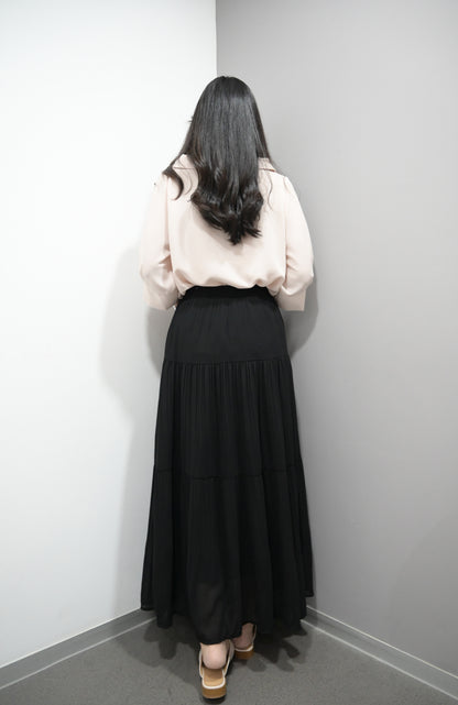 百褶雪紡半身裙 3色入 S60530