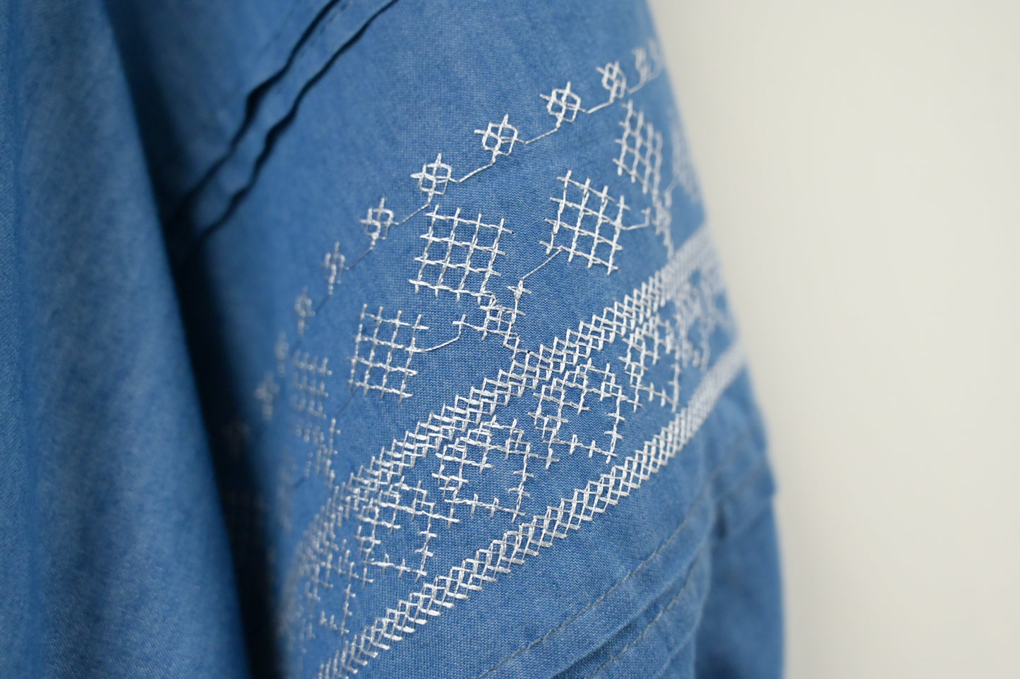 夏季・刺繡薄牛仔中袖上衣 2色入 1S60709