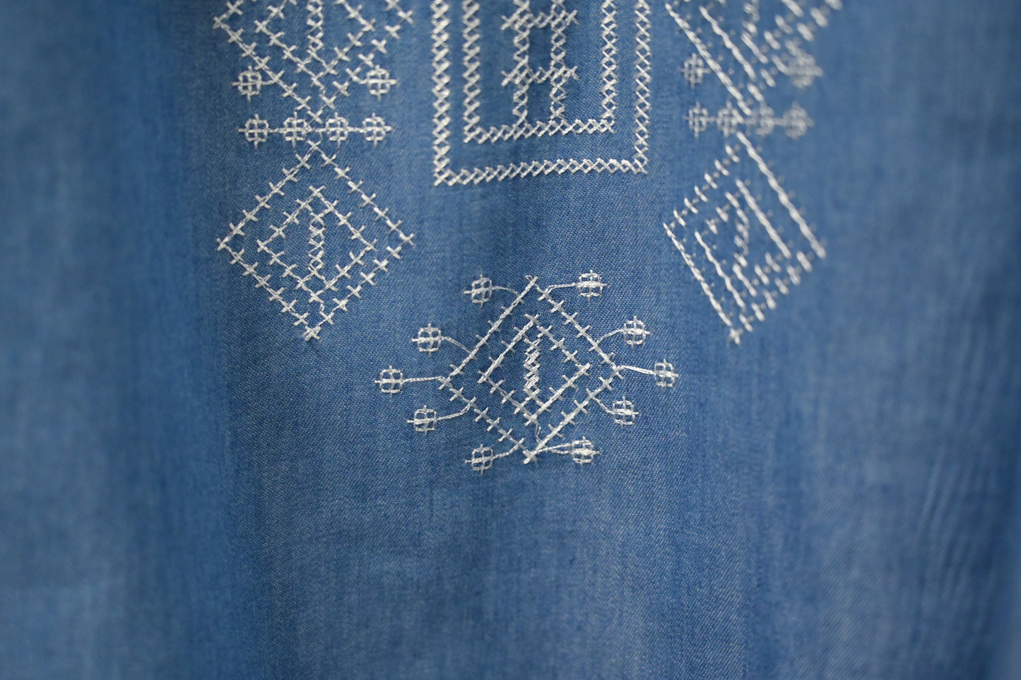夏季・刺繡薄牛仔中袖上衣 2色入 1S60709