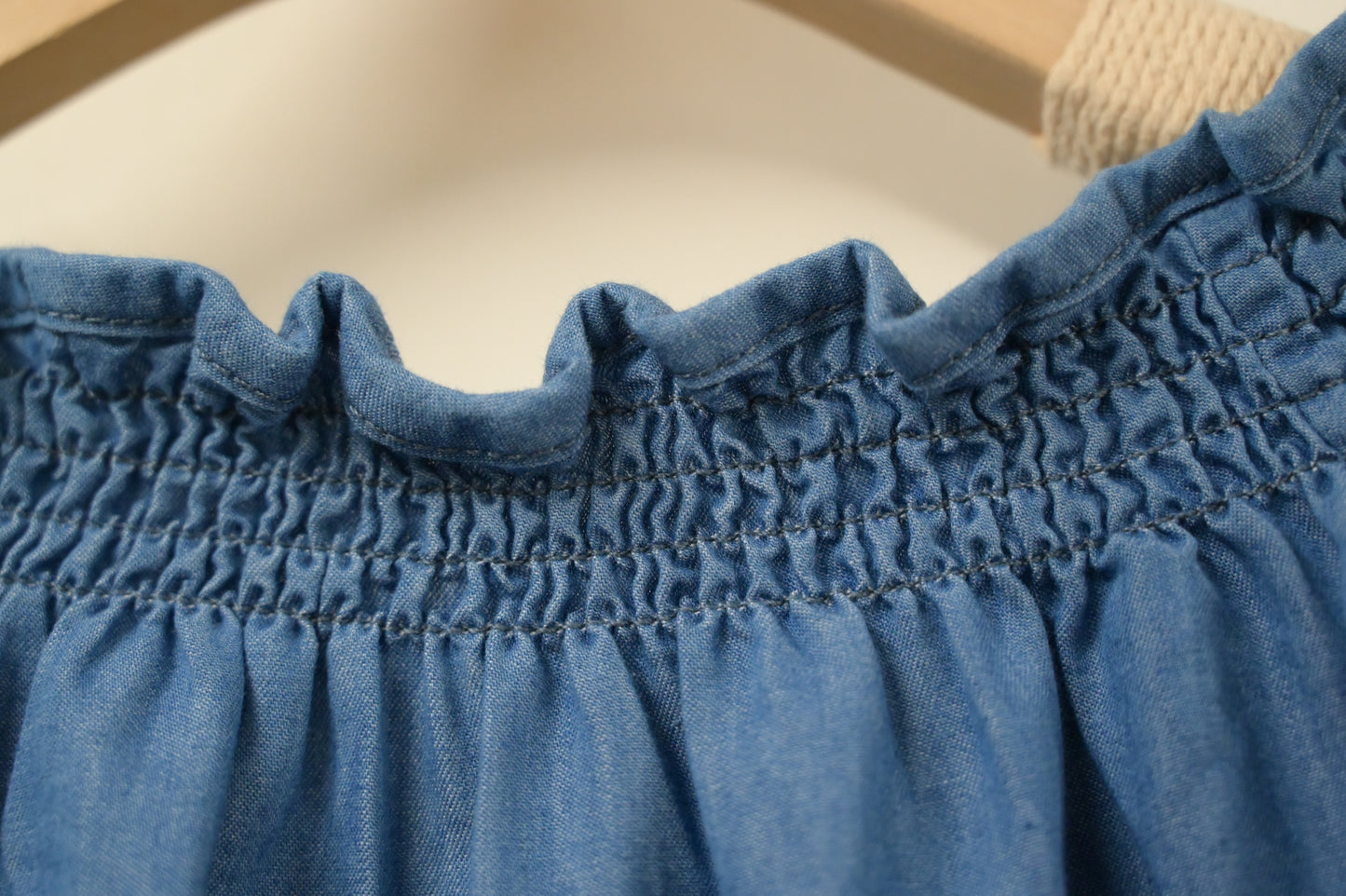 夏季・刺繡薄牛仔中袖上衣 2色入 1S60709