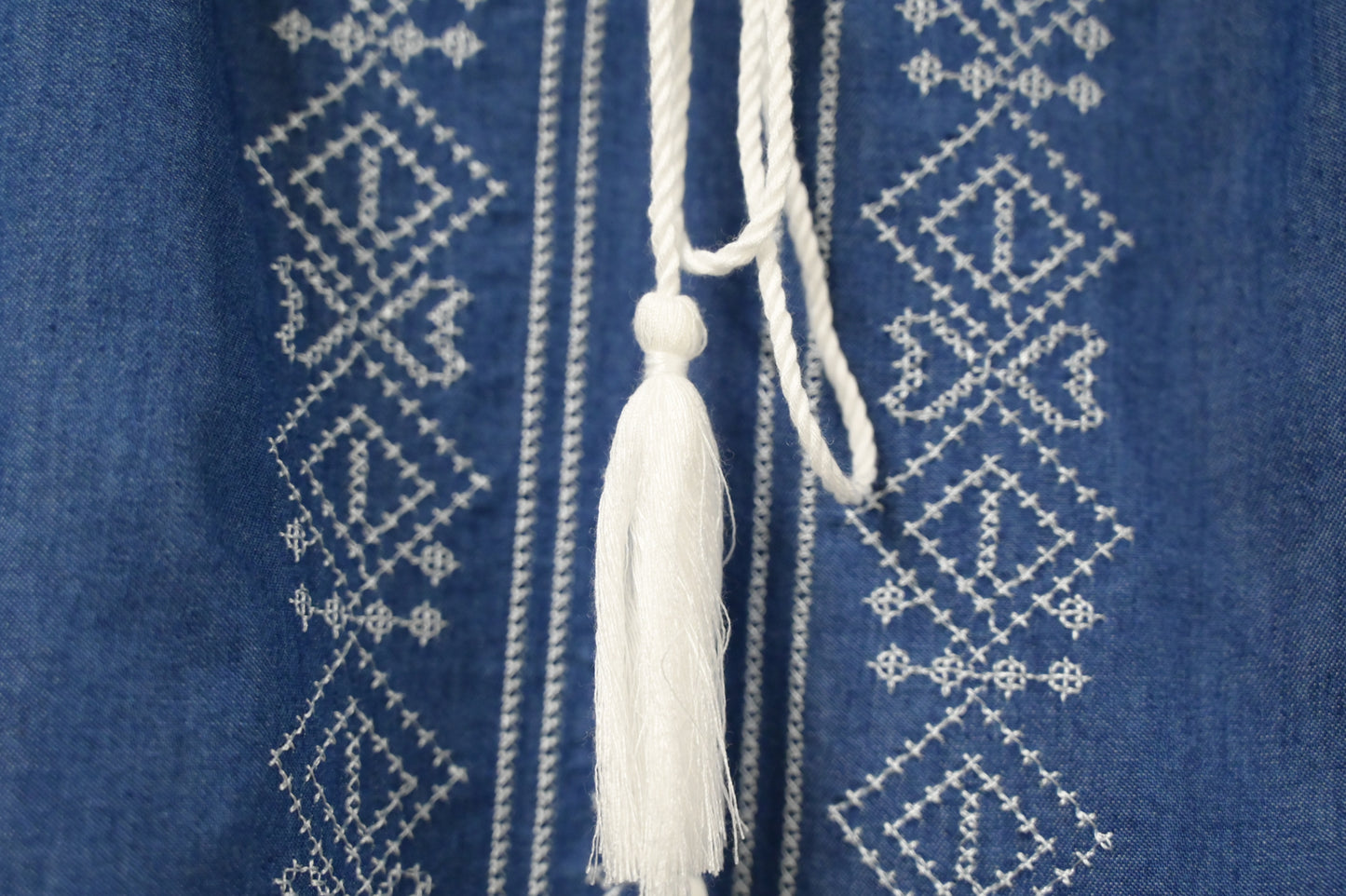 夏季・刺繡薄牛仔中袖上衣 2色入 1S60709