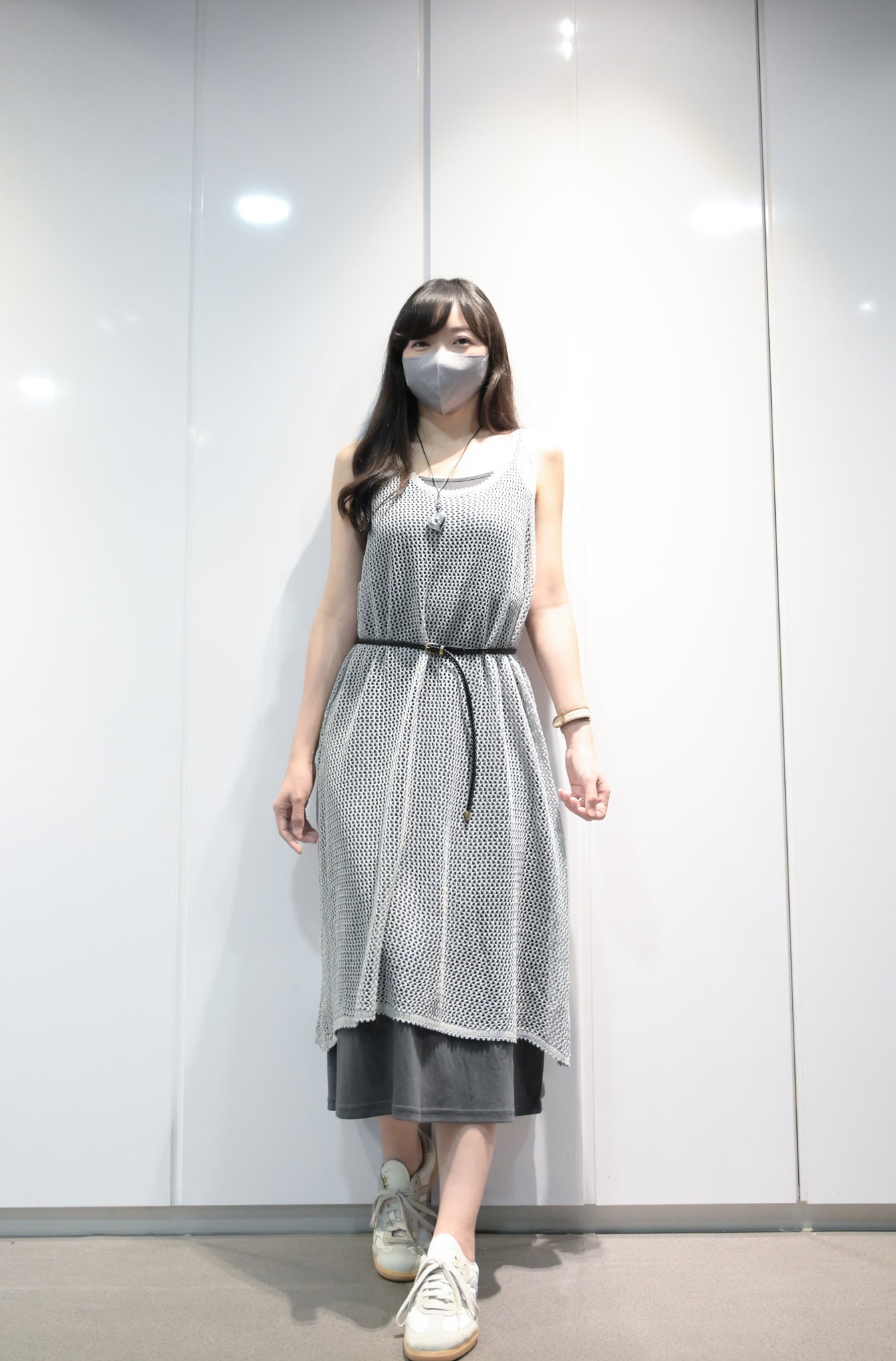 網衫配棉料背心長裙套裝連Belt 2色入 S60539