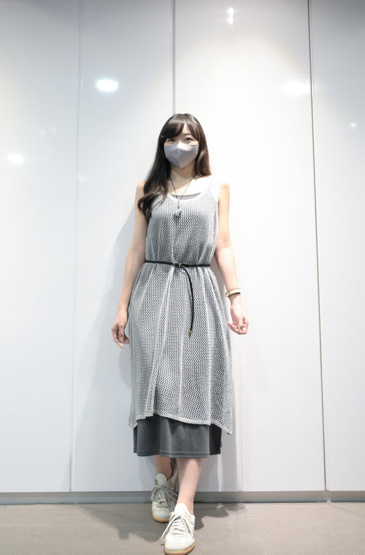 網衫配棉料背心長裙套裝連Belt 2色入 S60539