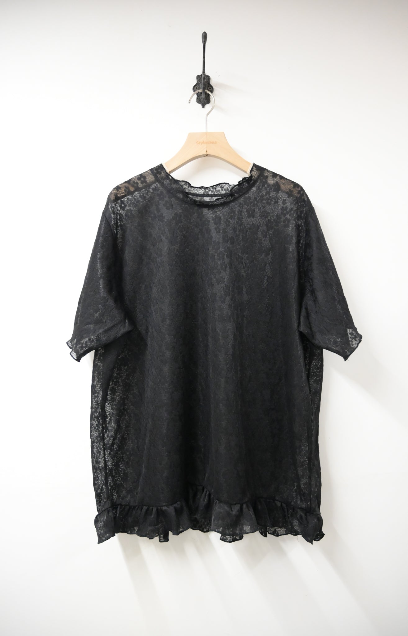 Ruffles邊花花透視寬鬆上衣 2色入 S10537